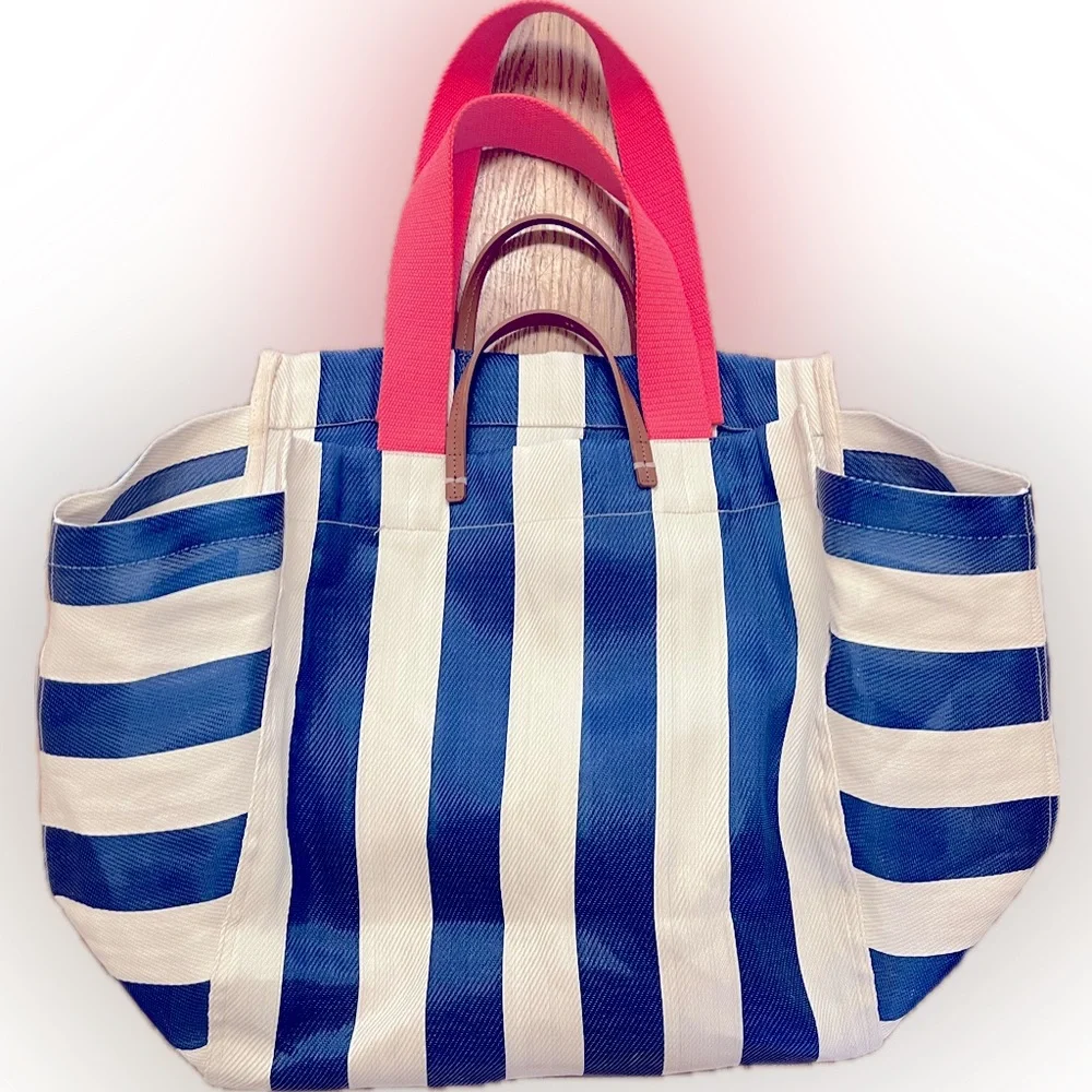 Clare V Beach Tote - Blue White Stripe - Picture 10 of 10